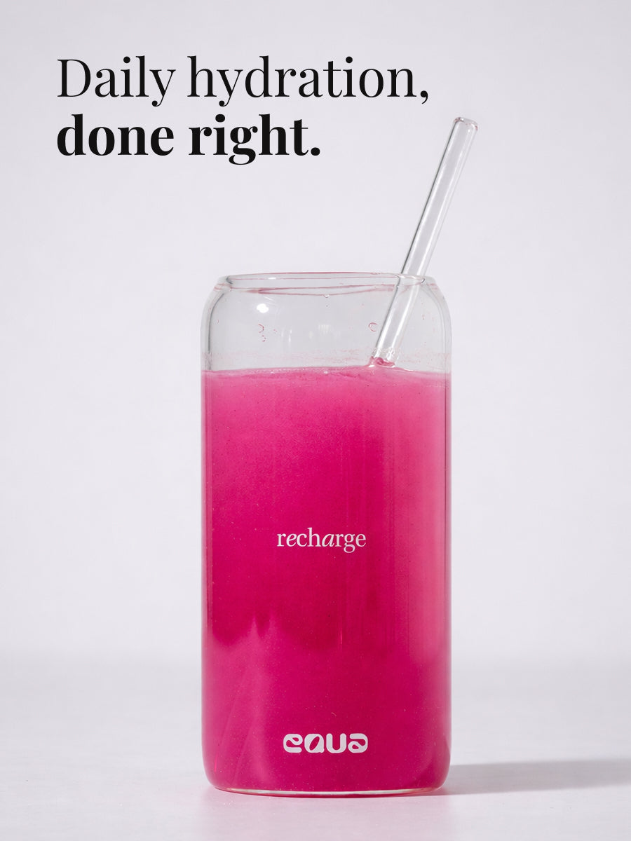 Recharge Glass Tumbler + straw